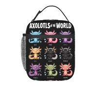 Borsa per il pranzo Axolotls Of The World, portatile, isolata, grande, capiente, con cerniera, tasca esterna in rete