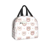 Borsa per il pranzo bianca con orso e cuore sul bianco, scatola da viaggio da lavoro, borsa termica per picnic, borsa per la spesa, per adulti, donne, uomini