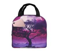 Borsa per il pranzo, borsa termica per il pranzo, per donne e uomini, adulti, artistica, con nuvole rosse e viola e luna.jpg, borsa termica per il pranzo, a prova di perdite, riutilizzabile, grande