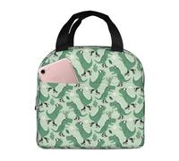 Borsa per il pranzo, borsa termica per il pranzo, per donne e uomini, adulti, con dinosauri su pattinatore, borsa termica per il pranzo, a prova di perdite, riutilizzabile, grande capacità, per lavoro