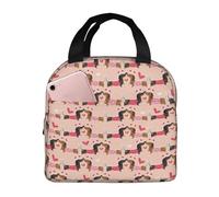 Borsa per il pranzo, borsa termica per il pranzo, per donne e uomini, adulti, con simpatico bassotto e cucciolo, borsa termica per il pranzo, a prova di perdite, riutilizzabile, grande capacità, per