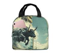 Borsa per il pranzo, borsa termica per il pranzo, per donne e uomini, adulti, con toro che si ricarica attraverso le onde, borsa termica per il pranzo, a prova di perdite, riutilizzabile, grande