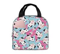 Borsa per il pranzo, borsa termica per il pranzo, per donne e uomini, per adulti, classica, divertente, simpatica, con mucca che mangia erba, borsa termica, a prova di perdite, riutilizzabile, grande