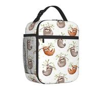 Borsa per il pranzo, borsa termica per il pranzo, per uomini, adulti, bradipi, ramo di albero, vettore, riutilizzabile, portatile, per ufficio, viaggio, lavoro, picnic, campeggio, borsa termica a tenu