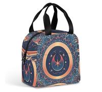 Borsa per il pranzo circolare con frammenti floreali, per donne e uomini, borsa termica portatile con manico, a prova di perdite, riutilizzabile, per lavoro, picnic, viaggi