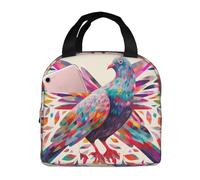 Borsa per il pranzo colorata a forma di piccione per donne e uomini, isolata, riutilizzabile, a prova di perdite, con tasche laterali, contenitori per alimenti più freddi, grande borsa per pasti per