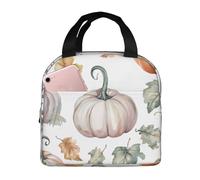 Borsa per il pranzo colorata a forma di zucca per donne e uomini autunnali con foglie larghe isolate portapranzo a prova di perdite termica, borsa termica per pasto per lavoro, scuola, picnic