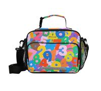 Borsa per il pranzo colorata con numeri dei cartoni animati per bambini con tracolla per preparare il pranzo per la scuola dei ragazzi
