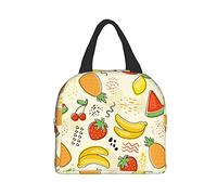 Borsa per il pranzo colorata con stampa di frutta isolata, borsa per il pranzo riutilizzabile, contenitore portatile per uomini, donne, lavoro, viaggi, picnic