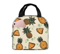 Borsa per il pranzo con ananas artistica, per donne e uomini, graziosa scatola termica per il pranzo estiva con tasca a fronda per lavoro, picnic, viaggi