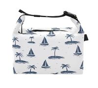 Borsa per il pranzo con barche a vela e palme, per ragazze, portatile, per insegnanti, per viaggi all'aperto