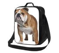 Borsa per il pranzo con bulldog inglese, per donne e uomini, riutilizzabile, isolata, a prova di perdite, con tracolla regolabile, graziosa borsa per il pranzo per adulti