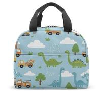 Borsa per il pranzo con camion dinosauro per ragazzi bambini scuola isolata scatola termica scavatrice costruzione veicolo imballato snack bag 23 cm (02)