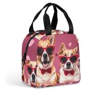 Borsa per il pranzo con cani che indossano occhiali da sole, per donne e uomini, borsa termica portatile con manico, a prova di perdite, riutilizzabile, per lavoro, picnic, viaggi