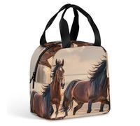 Borsa per il pranzo con cavalli che corrono nella sabbia, per donne e uomini, borsa termica portatile con manico, a prova di perdite, riutilizzabile, per lavoro, picnic, viaggi