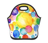 Borsa per il pranzo con cerchio arcobaleno ad acquerello per donne e uomini, riutilizzabile, borsa termica per il pranzo, grande capacità, contenitore per il pranzo, per lavoro, ufficio, picnic