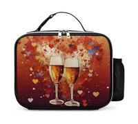 Borsa per il pranzo con champagne a forma di cuore colorato, riutilizzabile, isolata, con porta bottiglia d'acqua, portatile, impermeabile, a prova di perdite, borsa per il pranzo per donne e uomini