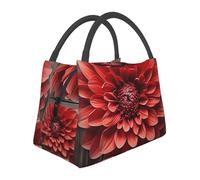 Borsa per il pranzo con dalia rossa con fiori per donne e uomini adulti isolata scatola per il pranzo riutilizzabile a prova di perdite Borsa per il pranzo di grande capacità Contenitore per alimenti