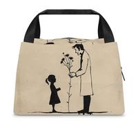 Borsa per il pranzo con disegno a linea semplice per donne e uomini, riutilizzabile, borsa termica per il pranzo, grande capacità, contenitore per il pranzo, per lavoro, ufficio, picnic, viaggi