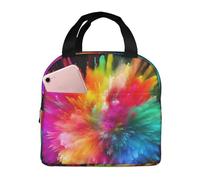 Borsa per il pranzo con esplosione di colore per donne e uomini, isolata, riutilizzabile, a prova di perdite, con tasche laterali, contenitori per alimenti più freddi, grande borsa per pasti per