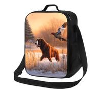 Borsa per il pranzo con fagiano che cattura il cane, borsa per il pranzo per donne e uomini, borsa termica riutilizzabile per il pranzo a tenuta stagna, con tracolla regolabile, graziosa borsa per il