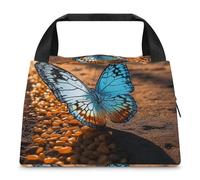 Borsa per il pranzo con farfalle che volano sulla strada, per donne e uomini, riutilizzabili, borsa termica per il pranzo, grande capacità, contenitore per il pranzo, per lavoro, ufficio, picnic