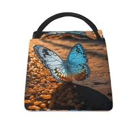 Borsa per il pranzo con farfalle che volano sulla strada, per donne e uomini, riutilizzabili, borsa termica per il pranzo, grande capacità, contenitore per il pranzo, per lavoro, ufficio, picnic