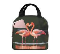 Borsa per il pranzo con fenicotteri rosa che si baciano nel lago, borsa da picnic, borsa da lavoro per conservare la freschezza del campeggio, borsa da picnic