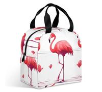 Borsa per il pranzo con fenicotteri rosa per adulti, a tenuta stagna, isolata, con cerniera e tasche multiple, grande capacità, per ufficio, lavoro, picnic