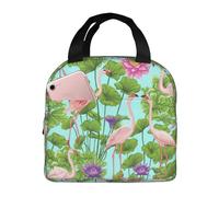 Borsa per il pranzo con fenicottero e fiori d'amore, borsa per la spesa