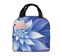 Borsa per il pranzo con fiori astratti blu per le donne riutilizzabile Lunch Box isolato Cooler Lunchbox portatile Lunch Tote Bag per uomo Contenitore per il pranzo di grande capacità per il lavoro