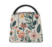Borsa per il pranzo con fiori e piante dei cartoni animati per donne e uomini riutilizzabile borsa per il pranzo isolata scatola per il pranzo di grande capacità contenitore per il pranzo per lavoro