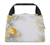 Borsa per il pranzo con fiori in un cerchio per donne e uomini, riutilizzabile, borsa termica per il pranzo, grande capacità, contenitore per il pranzo, per lavoro, ufficio, picnic, viaggi