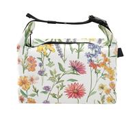 Borsa per il pranzo con fiori primaverili e dalia, color lavanda, per ragazze, con cerniera, per infermieri, personale medico ospedaliero