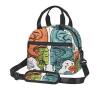 Borsa per il pranzo con funzioni cerebrali sinistra e destra, per uomini e donne, grande capacità, riutilizzabile, isolata, con tracolla regolabile, per adulti