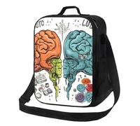 Borsa per il pranzo con funzioni cerebrali sinistra e destra, per uomini e donne, grande capacità, riutilizzabile, isolata, con tracolla regolabile, per adulti