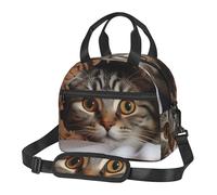Borsa per il pranzo con gatto sotto la coperta, per uomini e donne, grande capacità, riutilizzabile, isolata, con tracolla regolabile, per adulti