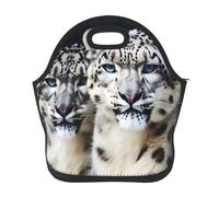 Borsa per il pranzo con leopardo delle nevi dagli occhi azzurri per donne e uomini, borsa termica per il pranzo, impermeabile, riutilizzabile, borsa termica per il pranzo, portatile, per lavoro