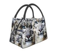Borsa per il pranzo con leopardo delle nevi dagli occhi azzurri per donne e uomini borse riutilizzabili per il pranzo isolata scatola per il pranzo a tenuta stagna borsa per il pranzo grande capacità