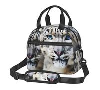 Borsa per il pranzo con leopardo delle nevi dagli occhi azzurri per donne e uomini borse riutilizzabili per il pranzo isolata scatola per il pranzo a tenuta stagna borsa per il pranzo grande capacità