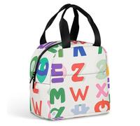 Borsa per il pranzo con lettere inglesi, per donne e uomini, borsa termica portatile con manico, a prova di perdite, riutilizzabile, per lavoro, picnic, viaggi