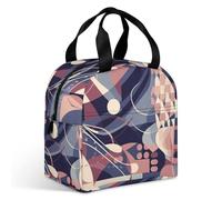 Borsa per il pranzo con linee geometriche astratte per adulti, a prova di perdite, isolata, con cerniera e tasche multiple, grande capacità, per ufficio, lavoro, picnic