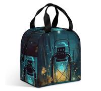 Borsa per il pranzo con lucciole e lanterne, per adulti, a prova di perdite, isolata, con cerniera e tasche multiple, grande capacità, per ufficio, lavoro, picnic