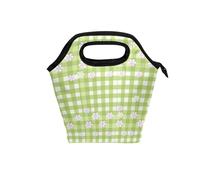 Borsa per il pranzo con manico curvo carino contenitore per il pranzo riutilizzabile morbido lato borsa termica per spiaggia campeggio verde