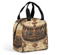 Borsa per il pranzo con mappa del tesoro antica, per donne e uomini, borsa termica portatile con manico, a prova di perdite, riutilizzabile, per lavoro, picnic, viaggi