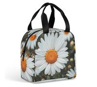 Borsa per il pranzo con margherite bohémien, per donne e uomini, portatile, isolata, con manico, a prova di perdite, riutilizzabile, per lavoro, picnic, viaggi