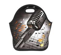 Borsa per il pranzo con microfono con note musicali per donne e uomini, isolata, impermeabile, borsa termica per il pranzo, riutilizzabile, portatile, per lavoro, ufficio, picnic, viaggi
