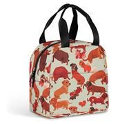 Borsa per il pranzo con molti bassotti romantici per donne e uomini, borsa termica portatile con manico, a prova di perdite, riutilizzabile, per lavoro, picnic, viaggi