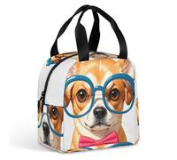 Borsa per il pranzo con morbido papillon per cani e animali domestici, borsa termica portatile per il pranzo, con manico, a prova di perdite, riutilizzabile, per lavoro, picnic, viaggi
