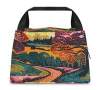 Borsa per il pranzo con motivo boschi per donne e uomini, riutilizzabile, borsa termica per il pranzo, grande capacità, contenitore per il pranzo, per lavoro, ufficio, picnic, viaggi